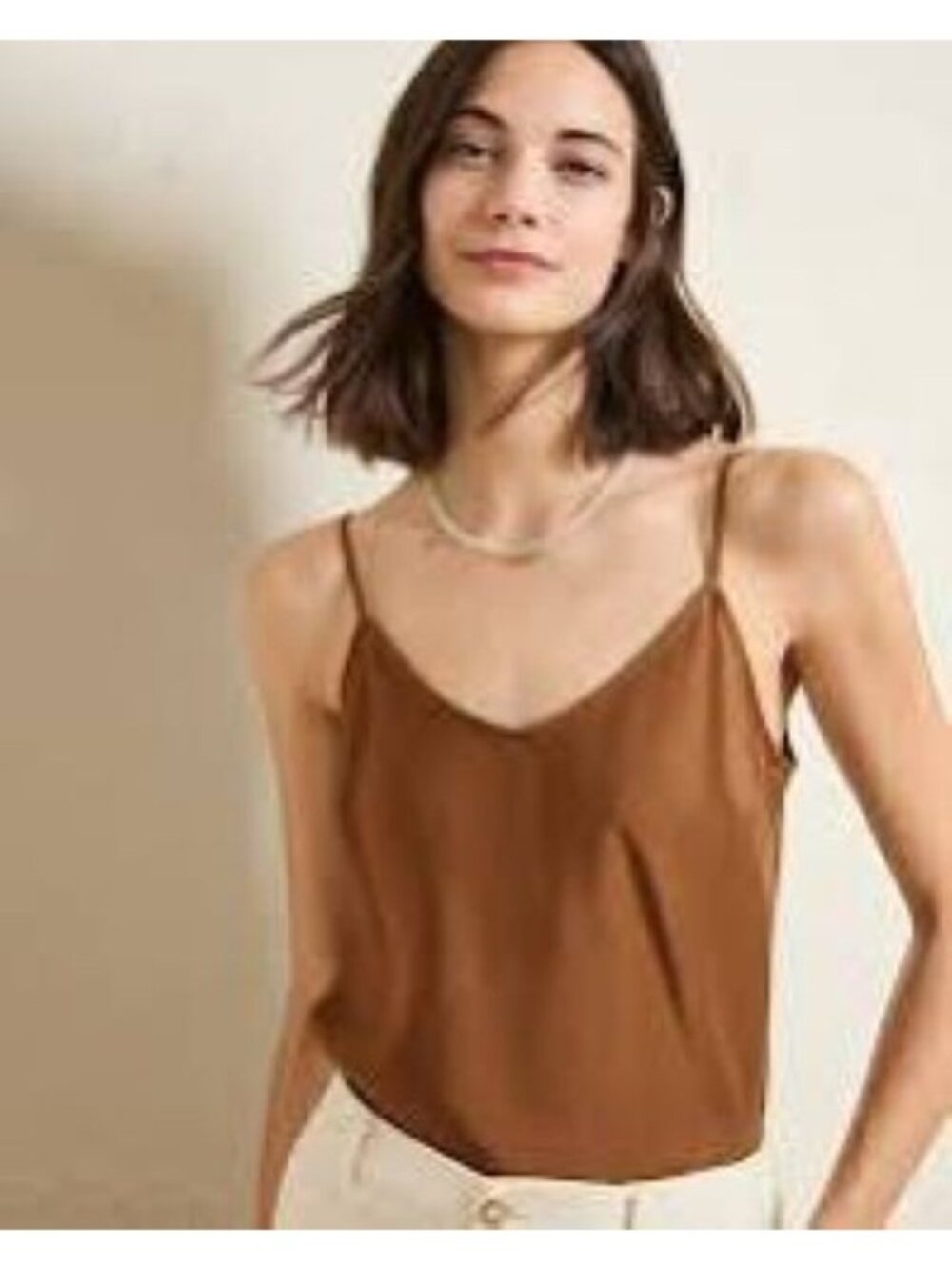 Garnet Hill Women's Size 6 100% Silk V-Neck Adjustable Strap Cami Tank Top